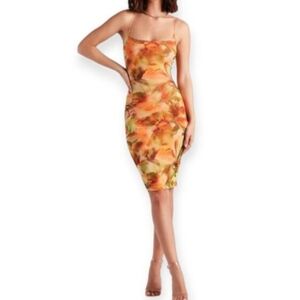 Windsor Vacay Queen Tropical Floral Orange Midi Dress Sz.M NWT